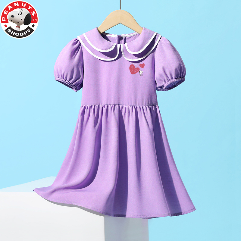 史努比(SNOOPY)女童连衣裙夏季小童韩版娃娃领公主裙新款短袖儿童裙子GBJ高清大图