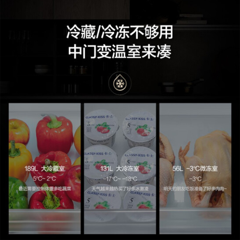 松下(Panasonic)NR-EC26WPA-W 265升家用三门白色冰箱小 嵌入式 APP智控