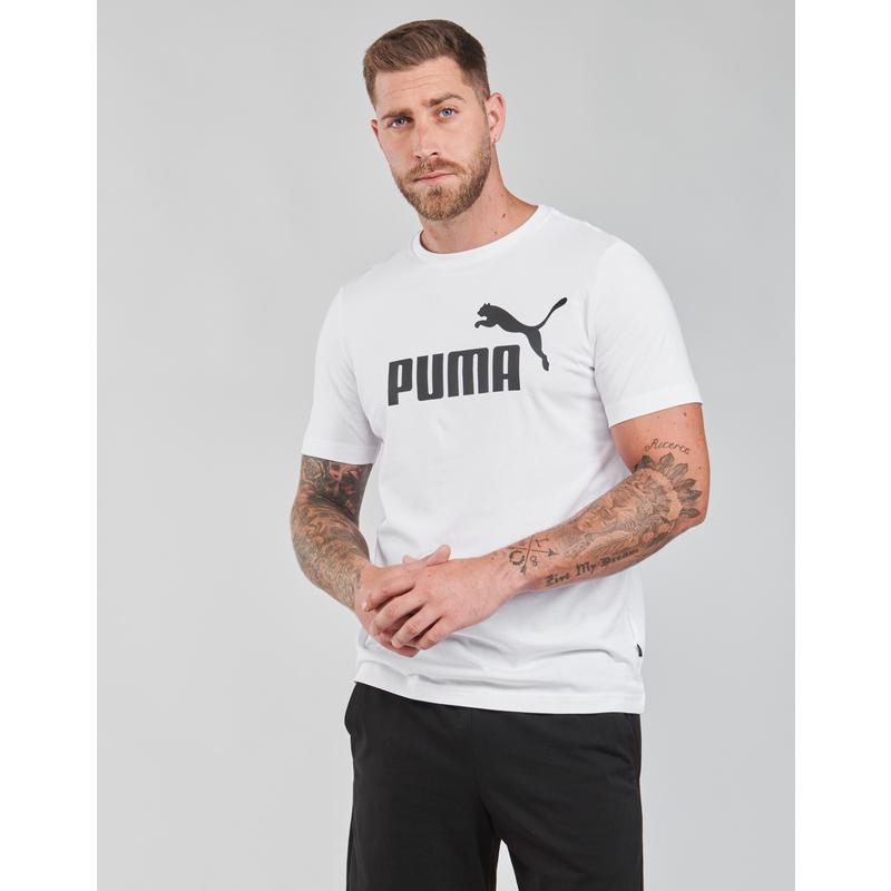 彪马(Puma)纯棉男装运动T恤简约百搭休闲潮牌LOGO印花白色圆领短