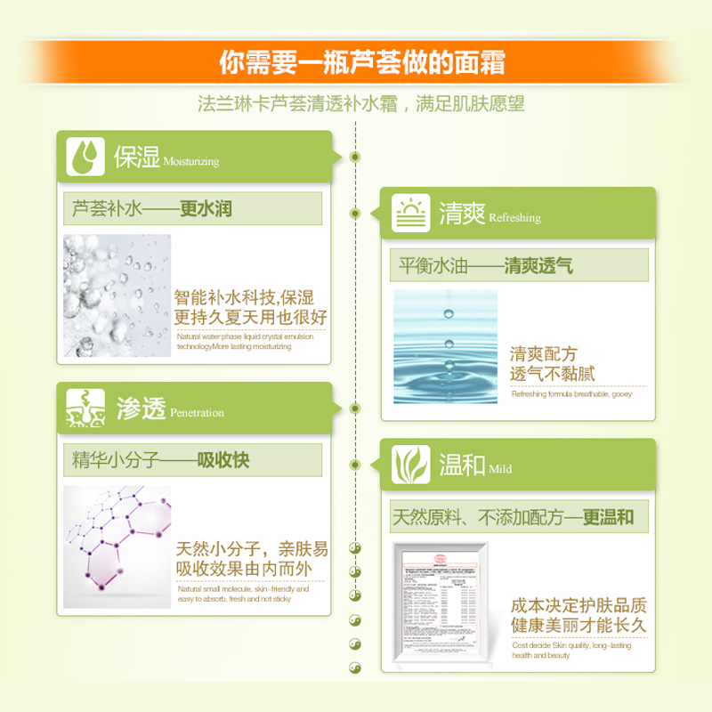 法兰琳卡（FRANIC）芦荟清透补水面霜50g