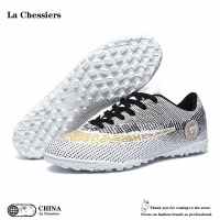 La Chessiers户外足球鞋男AG长钉女成人儿童中小学生草地运动男女同款训练鞋 白金【碎钉】 32码