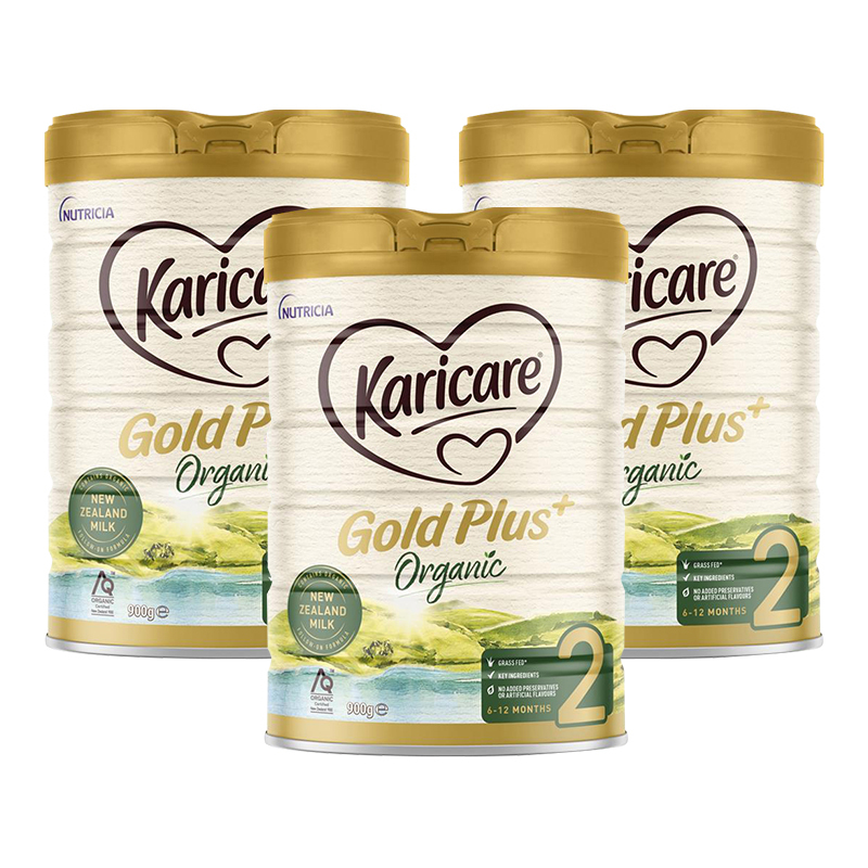 澳洲发/3罐装-可瑞康(karicare)金装有机草饲牛奶粉Gold+2段900g/罐装进口婴幼儿二段奶粉6-12个月