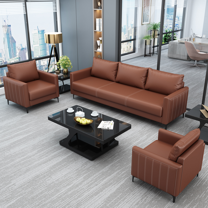 三金鑫 商务办公沙发茶几组合会客接待时尚简约休闲皮艺办公室二三人位高清大图