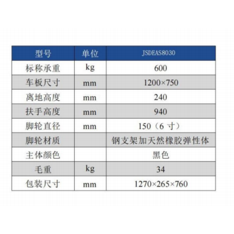 维诺克平板手推车JSDEAS8030;600KG高清大图