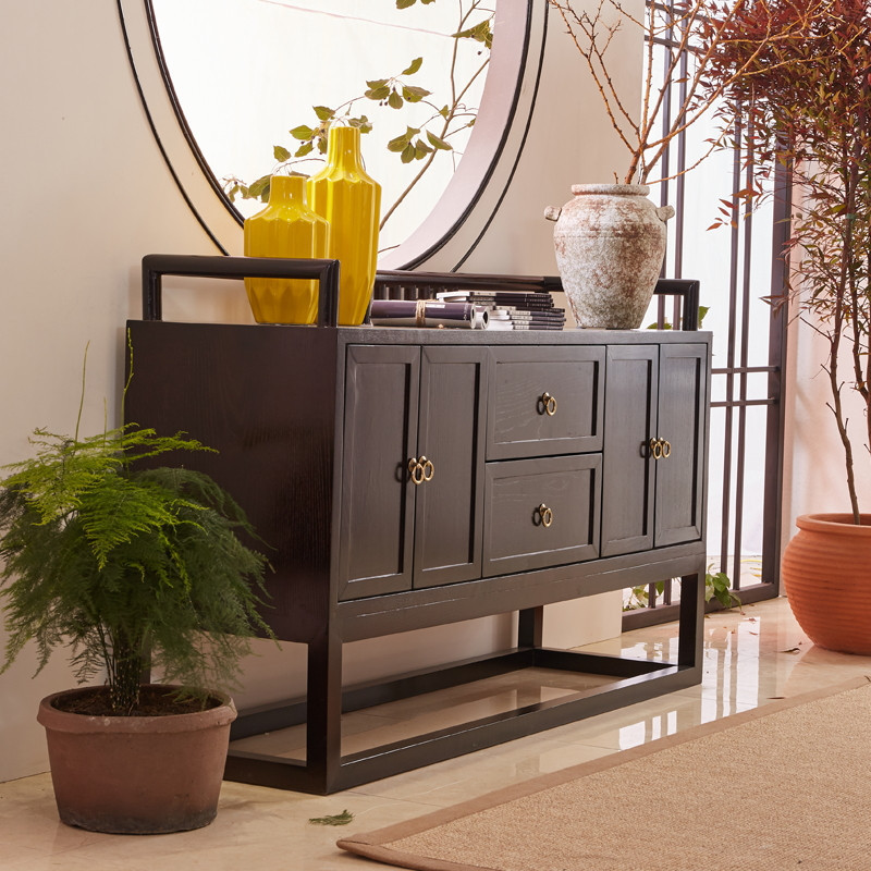 冠唐軒(guantangxuan) 新中式实木餐边柜 现代中式餐厅备餐柜装饰储物