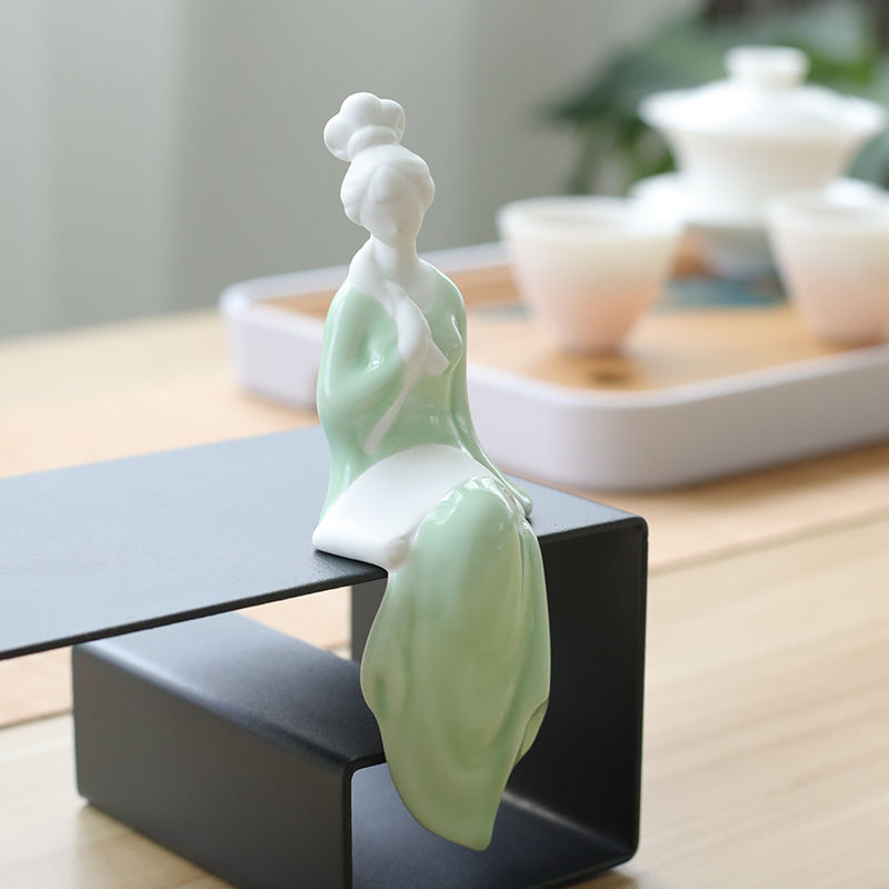 陶瓷工艺品美女摆件琴棋书画休闲侍女摆件精致客厅茶桌房间装饰品 三维工匠 棋高清大图