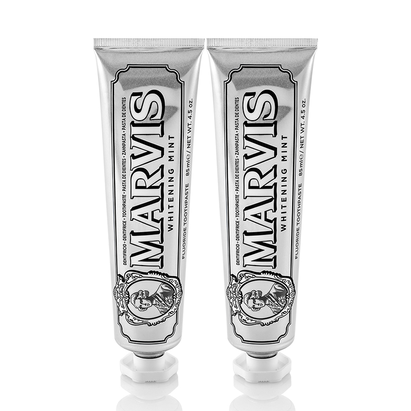 MARVIS玛尔仕瓷白薄荷味牙膏(银色)85ml+85ml