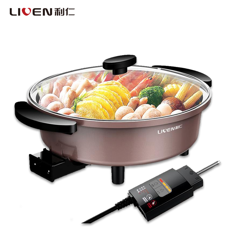 利仁(Liven)DHG-Z390 电火锅大功率家用大容量韩式火锅电热锅多功能炒锅不易粘电煮锅煎烤锅