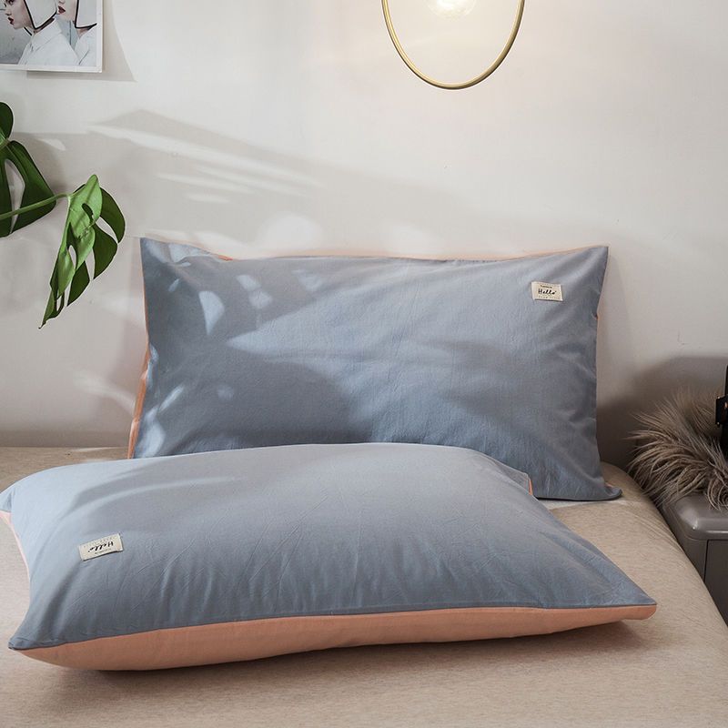 全棉枕套单双人枕头套纯棉成人枕头纯色枕巾ins风