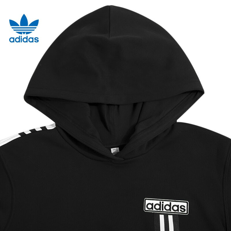 阿迪达斯(Adidas)三叶草女子运动休闲连帽套头衫卫衣 背开纽扣运动连帽卫衣套头衫 HH9449