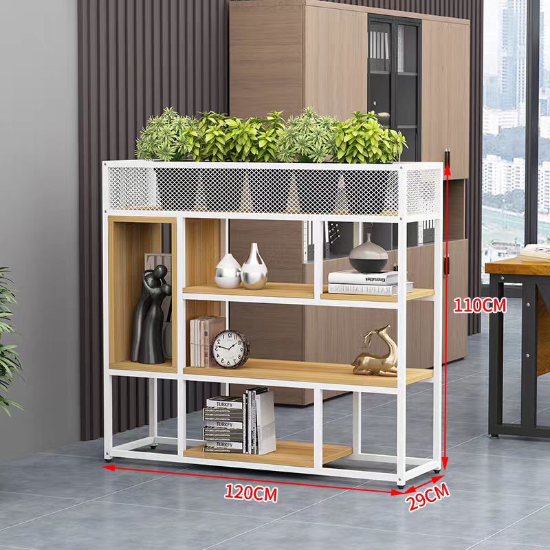 澎铭源 花架/装饰架 办公室隔断柜 铁艺屏风置物架 1200*1100mm/个高清大图