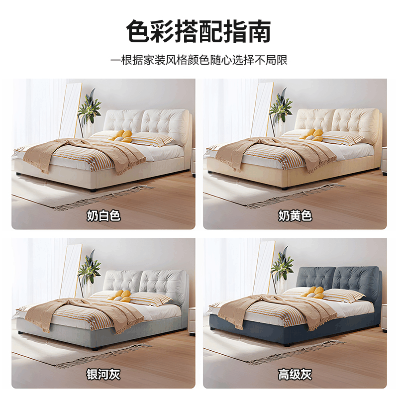 欧梵森 床 意式双人床轻奢科技布美式软床1.5米主卧床家用储物床婚床1.8米北欧软包床欧式大床现代简约大小户型图片