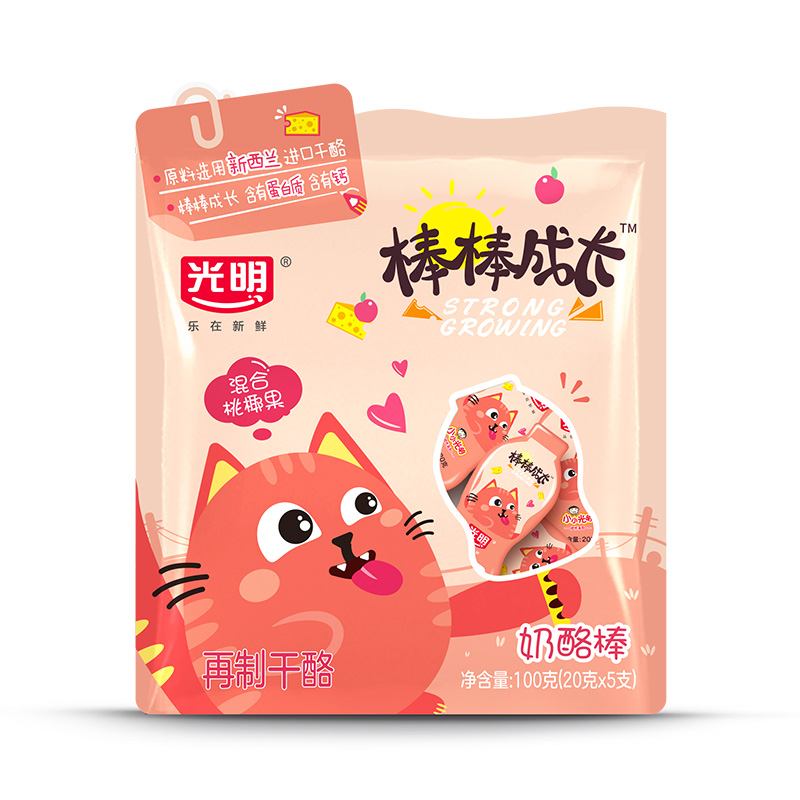 小小光明再制干酪奶酪棒混合桃椰果100g