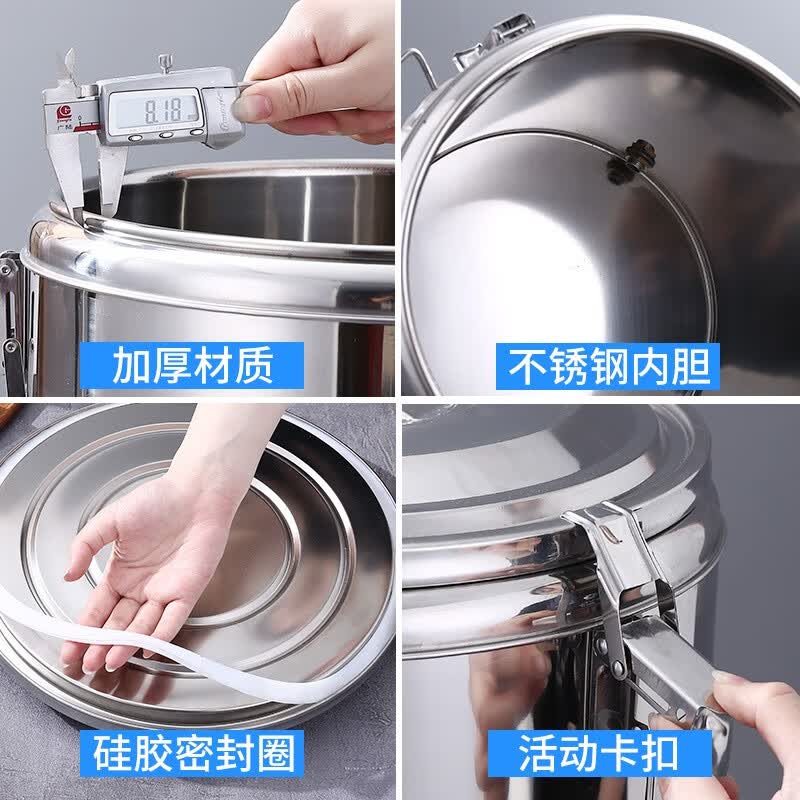 喜莱盛 不锈钢保温桶超长商用饭桶大容量汤桶豆浆奶茶桶摆摊冰粉桶小型 50L-无龙头高清大图