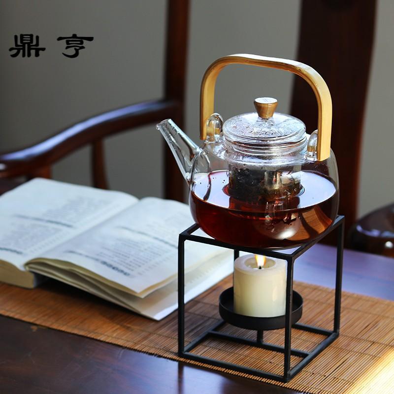 鼎亨耐热加厚电陶炉专用玻璃煮茶壶 竹把提梁烧水壶普洱泡茶壶花