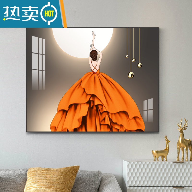 敬平电表箱装饰画可推拉简约现代客厅配电箱免打孔电闸盒遮挡挂画美女装饰画 绝代佳人 45*35可容纳35*25左推拉黑框TDT水晶