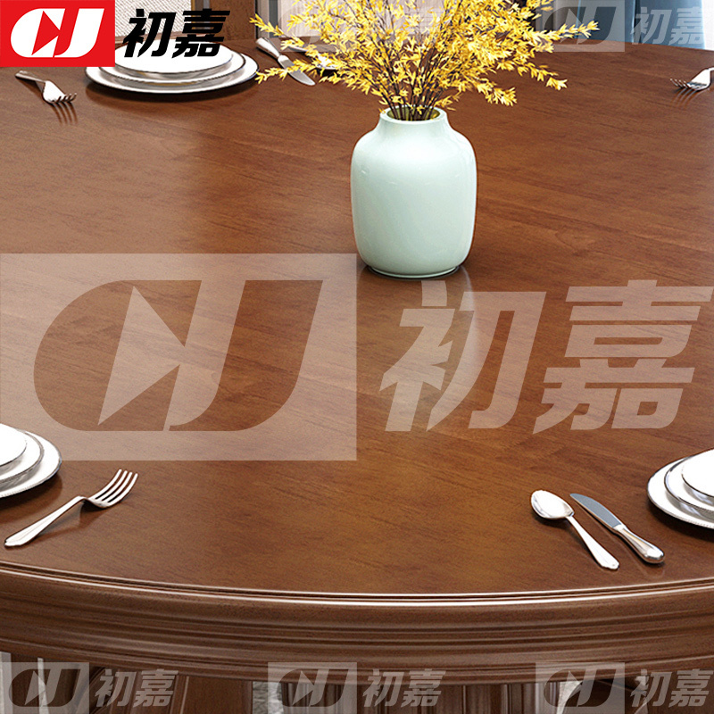 初嘉(CJ)实木餐桌圆形餐桌椅组合1.3米圆桌8把餐椅
