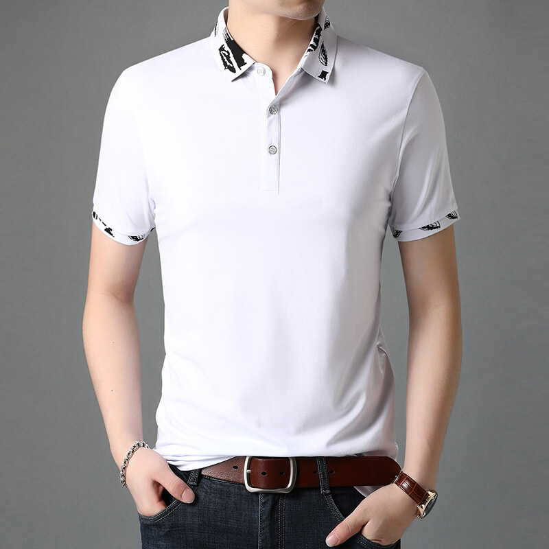 翻领带纽扣polo衫简约帅气男夏季新款韩版半袖体恤衫青年上衣休闲汗衫