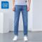 真维斯夏季新款男裤透气薄款简约牛仔裤浅色轻奢男装休闲长裤子男