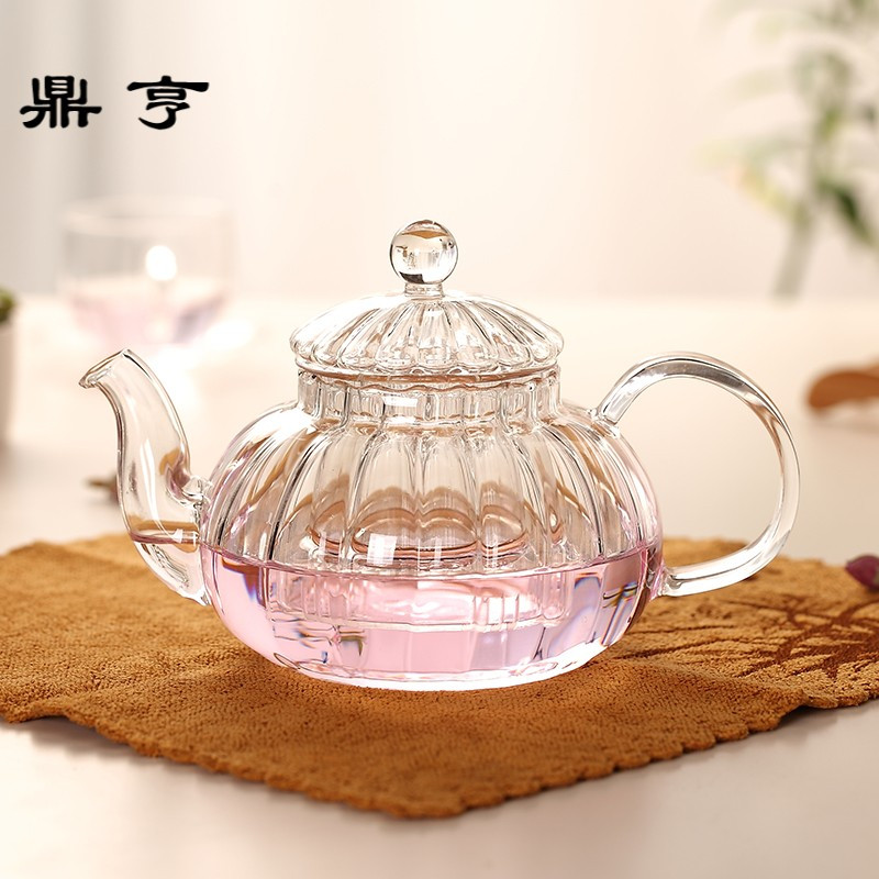 鼎亨茶壶玻璃过滤透明功夫耐热水果花茶普洱煮咖啡特价创意莲花