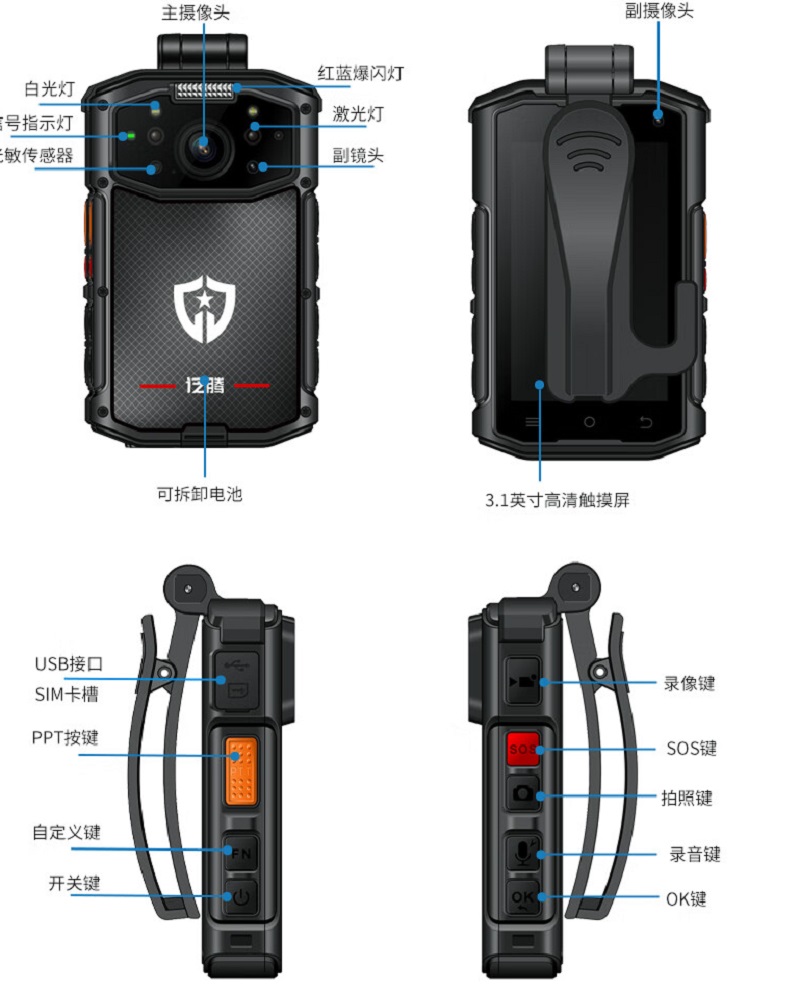 泛腾(fomtalk)FPX-30DSJ 128G 执法记录仪 4G传输高清大图