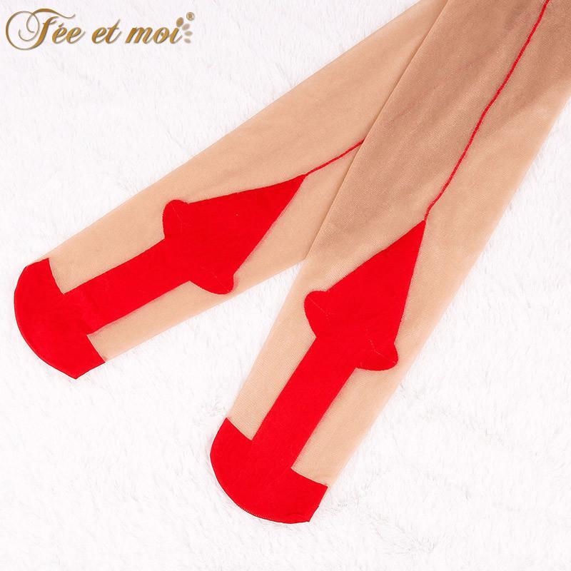 包芯丝后竖线免脱开裆连身袜女士复古背线蕾丝连裤袜均码7315情趣内衣