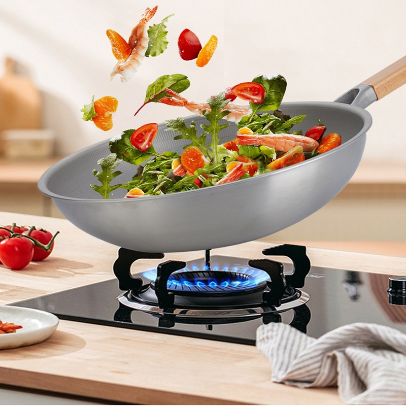 康尼菲钛锅炒锅无涂层炒菜平底锅家用燃气煤气灶适用礼品锅有盖钢铲