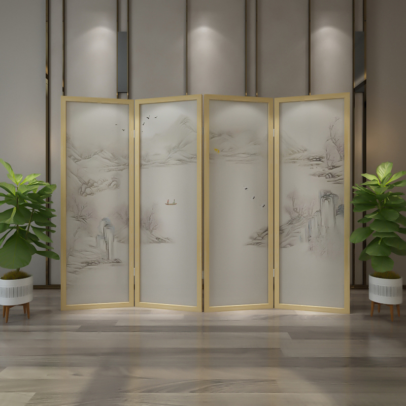 新中式屏风隔断客厅餐厅卧室房间古风山水装饰墙折叠移动酒店折屏 白蜡木单扇：60*180cm高