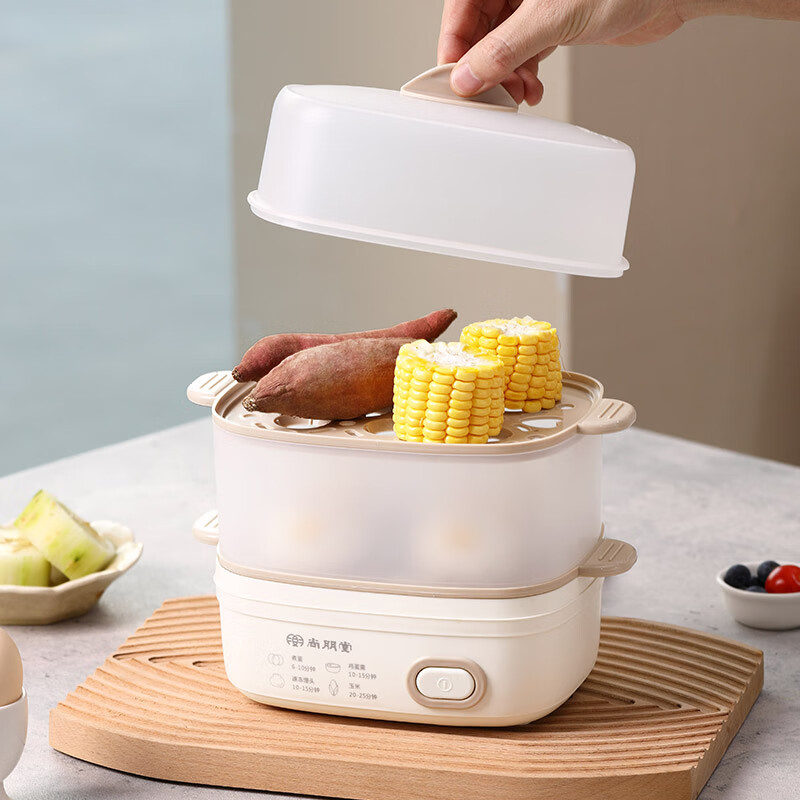 尚朋堂 煮蛋器双层小型迷你蒸蛋蒸包子多功能早餐机 SPT-ZD35-W366 双层 星梦白