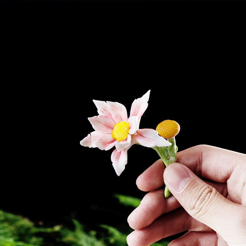 苏宁放心购茶宠摆件可养玉兰花创意手捏陶瓷花禅意线香插茶道茶艺装饰