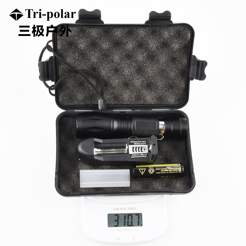 三极户外(Tripolar) TP3358 强光手电筒白紫光LED伸缩调焦充电铝合金户外灯