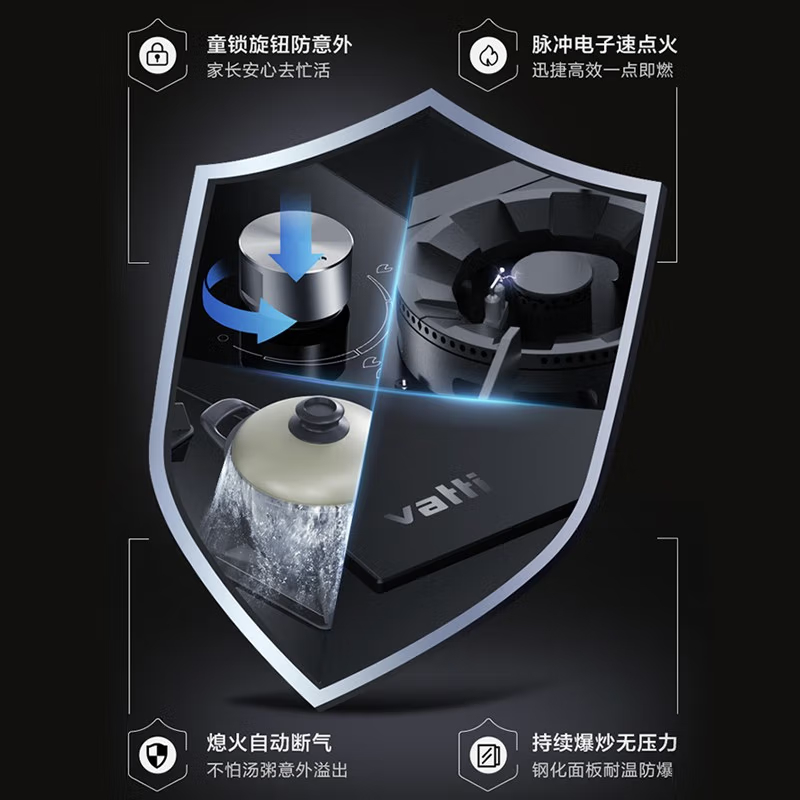 华帝(vatti)4.5KW大火力可调节燃气灶 JZY-i10059B 液化气台嵌式两用双眼灶炉头熄火保护钢化玻璃灶台高清大图