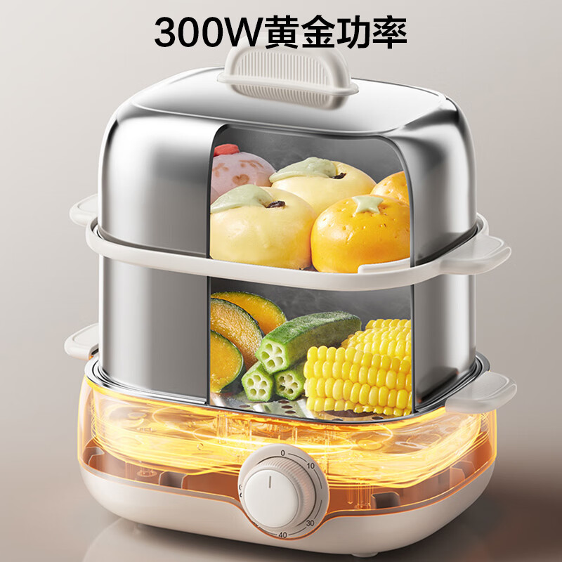 苏泊尔(SUPOR)煮蛋器 蒸蛋器 小型不锈钢多功能迷你电蒸锅 家用煮鸡蛋神器 旋钮可定时自动断电 Z18FK859高清大图