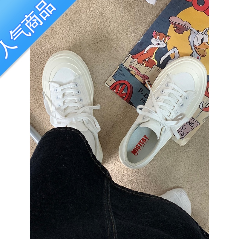 SUNTEK厚底帆布鞋女鞋可爱日系大头鞋2023夏季新款学生百搭小白鞋女高清大图