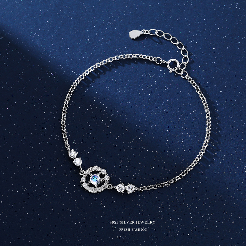 鑫铂尼XINPLANE925纯银手链情侣款防过敏工艺精湛时尚简约设计 羽你相遇好幸运手链