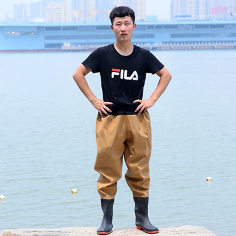 抓鱼裤防水裤下水裤雨裤带水鞋皮叉裤连体全身半身水衣耐磨涉水裤