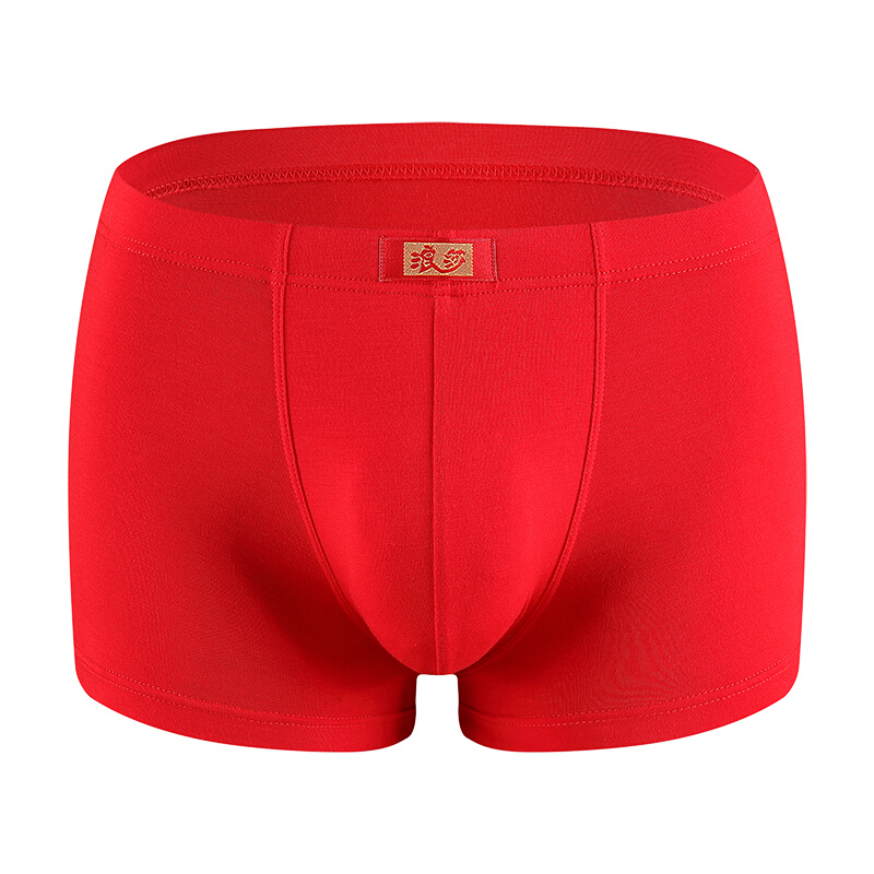 浪莎4条装内裤男士平角裤本命年内裤大红内裤男红色裤头参数