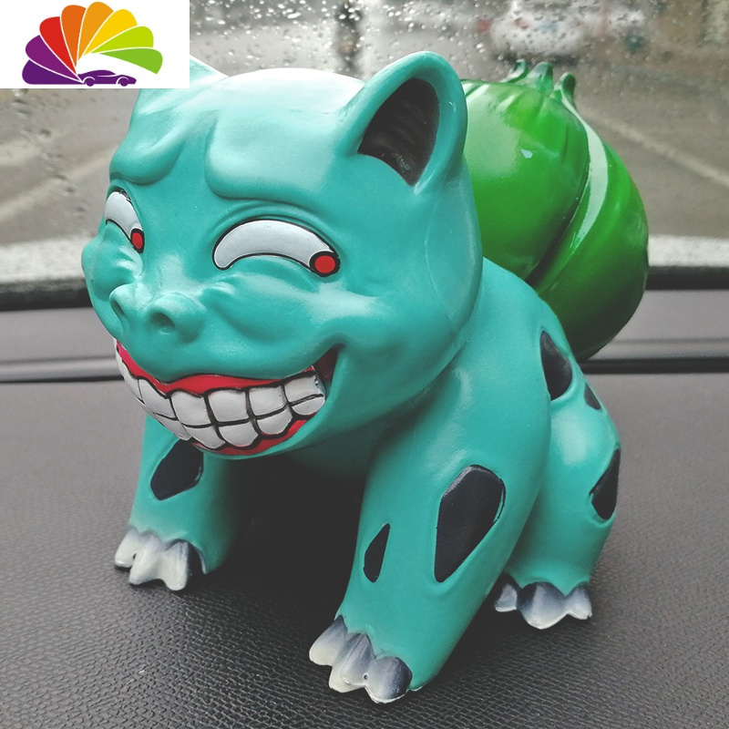 推荐猥琐表汽车摆件可达鸭墨镜咬烟小精灵车内视频创意潮流妙蛙种子