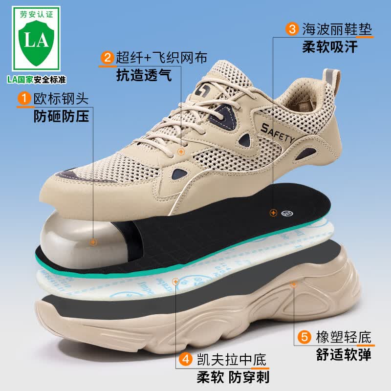 卫尔盾F123ST劳保鞋男士夏季透气防砸钢包头防刺耐磨工作工地安全鞋高清大图