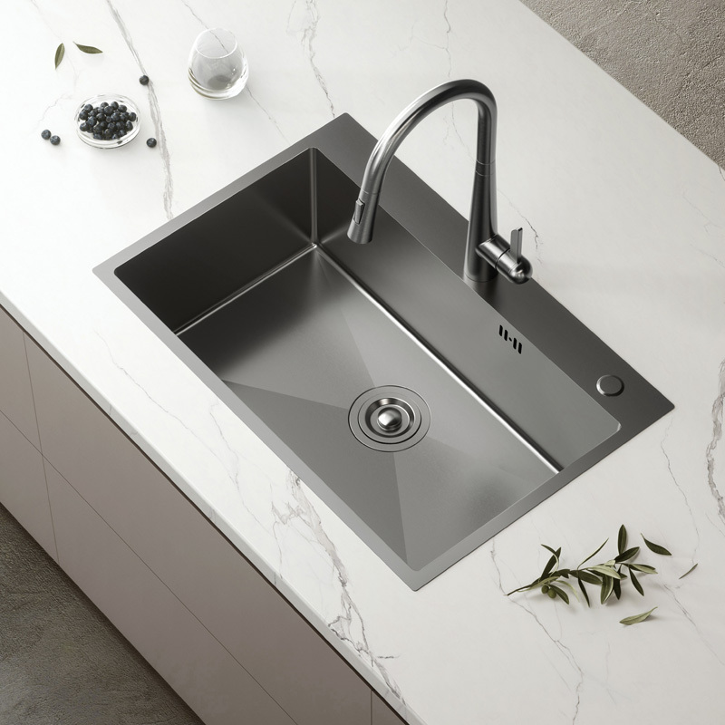 悍高厨房水槽A1系列902182T圆角台上盘.纳米.双标.680*450*210mm