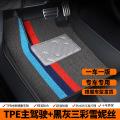 TPE汽车脚垫单个主驾驶脚垫全包围丝圈上层单独副驾后排二地垫子 双层【主驾驶】TPE环保脚垫+黑灰彩条雪妮丝