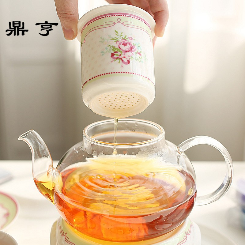 鼎亨煮水果茶茶具套装花茶壶玻璃花茶杯加热炉家用下午茶英式少女
