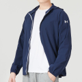 安德玛（Under Armour）UA运动外套男装新款户外连帽梭织训练健身衣夹克23600401-009 ZP L 22500405-408/蓝色