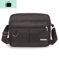 中老年包男士休闲父亲爸爸小包单肩斜挎包尼龙牛津布手提老人背包NEWLAKE 横版棕色