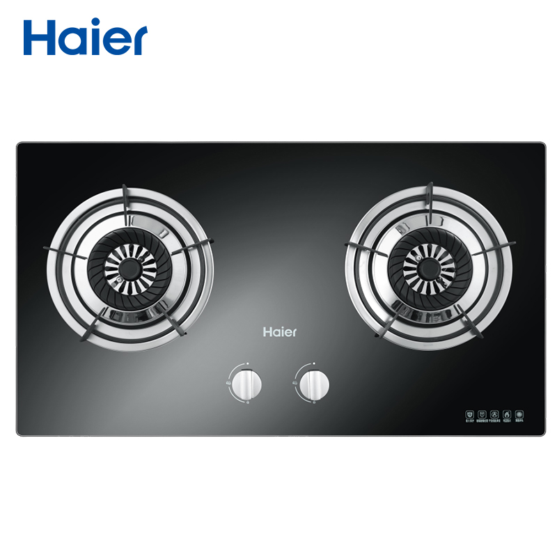 海尔(Haier)4.1KW燃气灶具QE636B 五重防爆保护,钢化玻璃,台嵌两用式,一级能效,家用大火力天然气灶双灶