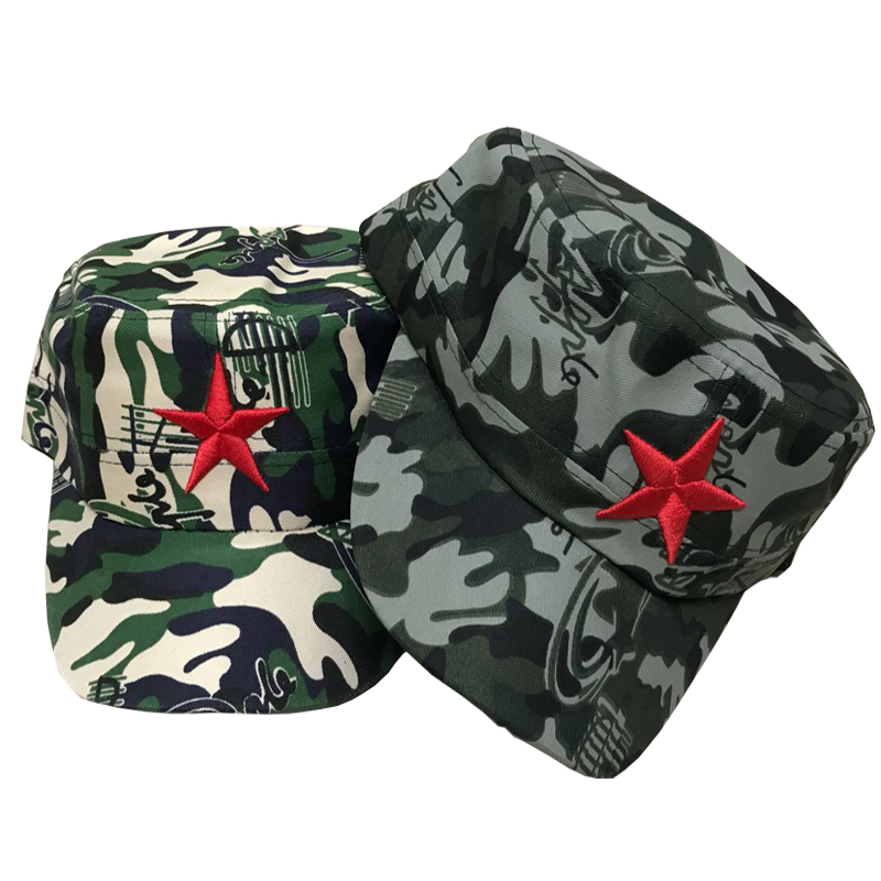 2-7岁(46cm-54cm) 儿童帽子男女童五星军训迷彩帽军装演出帽小孩太阳