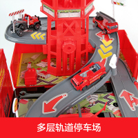勾勾手(gougoushou)儿童益智玩具带灯光音效可升降可变形多层轨道停车场3-6岁男孩汽车玩具可变形消防车停车场红色
