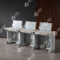 居将 JJ4012430 隐藏式翻转电脑桌培训桌教室机房多媒体学习桌办公桌D款三人位