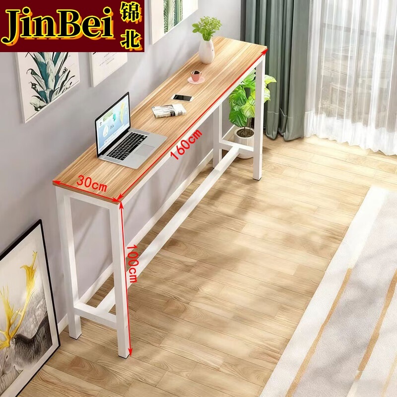 锦北家用吧台奶茶店高脚桌靠墙商用长条桌酒吧台桌椅组合160*30*100单桌