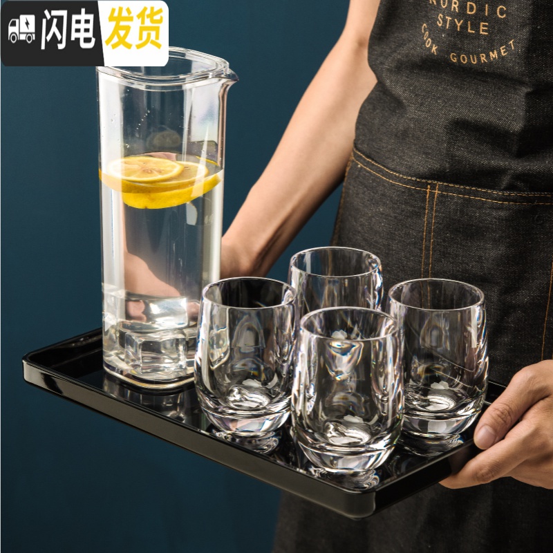 三维工匠可高温凉水壶家用 防爆防摔加厚PC冷水壶带盖果汁壶塑料扎壶餐厅 PC水杯6只9322高清大图